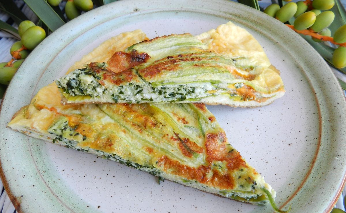 Frittata con fiori di zucca ripieni